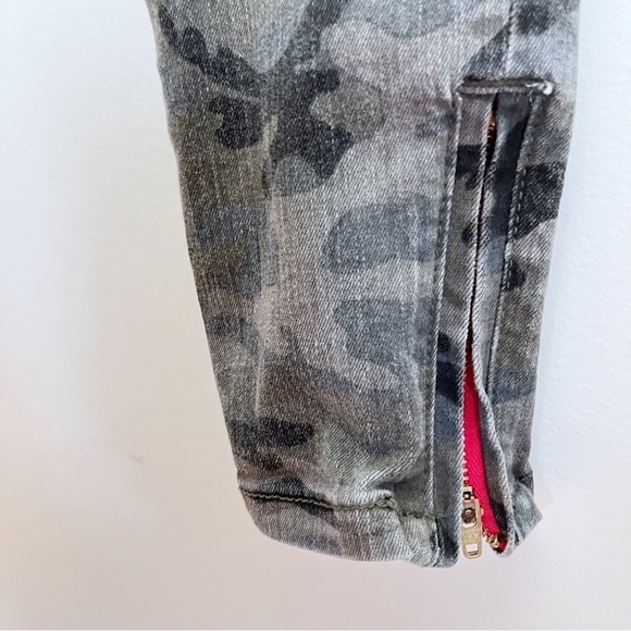 Etienne Marcel Denim Camo Zip Moto Mid Rise Skinny Jeans Size 27 - Picture 7 of 13